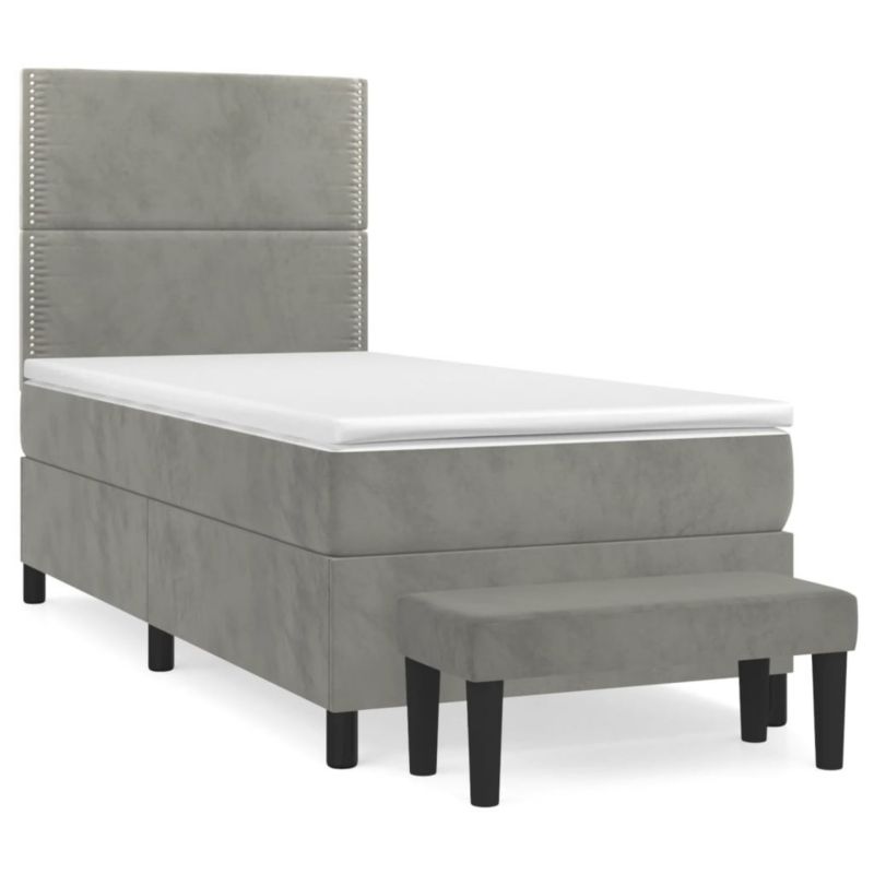 Łóżko kontynentalne WaszeMeble 100x200 cm jasnoszare WM-3137767 1 szt.