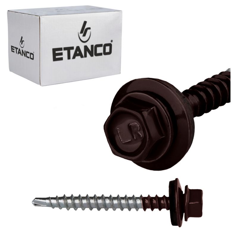Wkręty farmerskie Etanco GTF2 Z14 4,8x50 mm RAL 8017 samowiercące 100szt