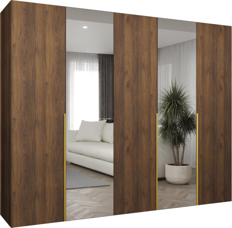 Szafa uchylna otwierana ALICANTE 2 250 wys 202 cm Orzech Warmia + Złoty 1 szt