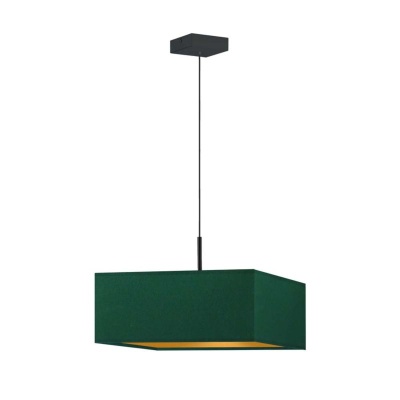 Lampa wisząca Volta Light Factory sufitowa regulowana z abażurem kwadrat Butelkowa zieleń ze złotem FIESTA 1szt.