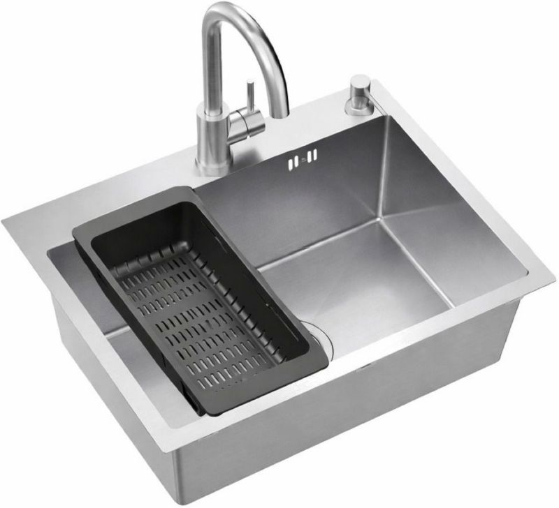 Zlewozmywak Ruvetti Look stalowy 1-komorowy 58x45 cm z baterią i akcesoriami 1 szt.