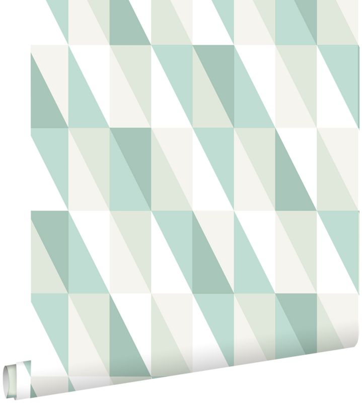 Tapeta ESTAhome trójkąty graficzne miętowej zieleniIniebieskim 53 cm x 10.05 m - 1 rol.