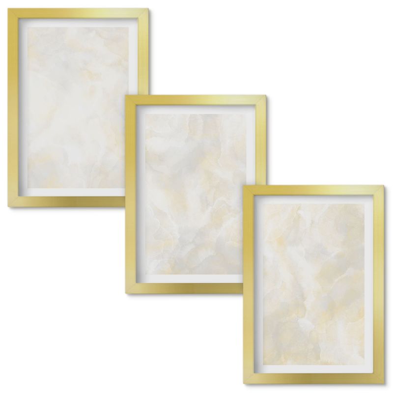 Set Obrazów w Ramie Wallfluent Jasne tekstury farby design Złota rama 20x30cm 3 szt.
