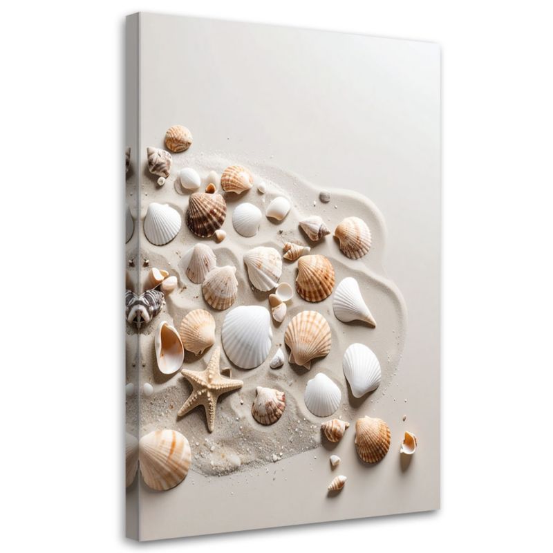 Obraz do salonu kuchni biura Feeby Muszelki plaża natura beżowy 80x120cm 1szt