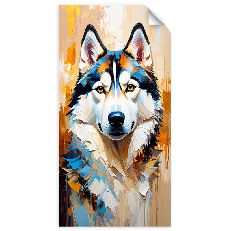 Naklejka na ścianę do salonu sypialni Feeby Husky syberyjski Pies Zwierzę 40x80cm 1szt