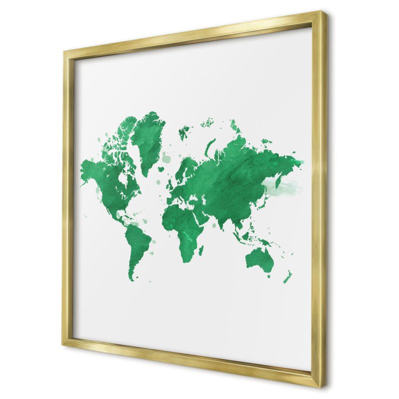 Magnetyczna tablica ozdobna Wallfluent 50x50 Zielona mapa w złotej ramie 1szt