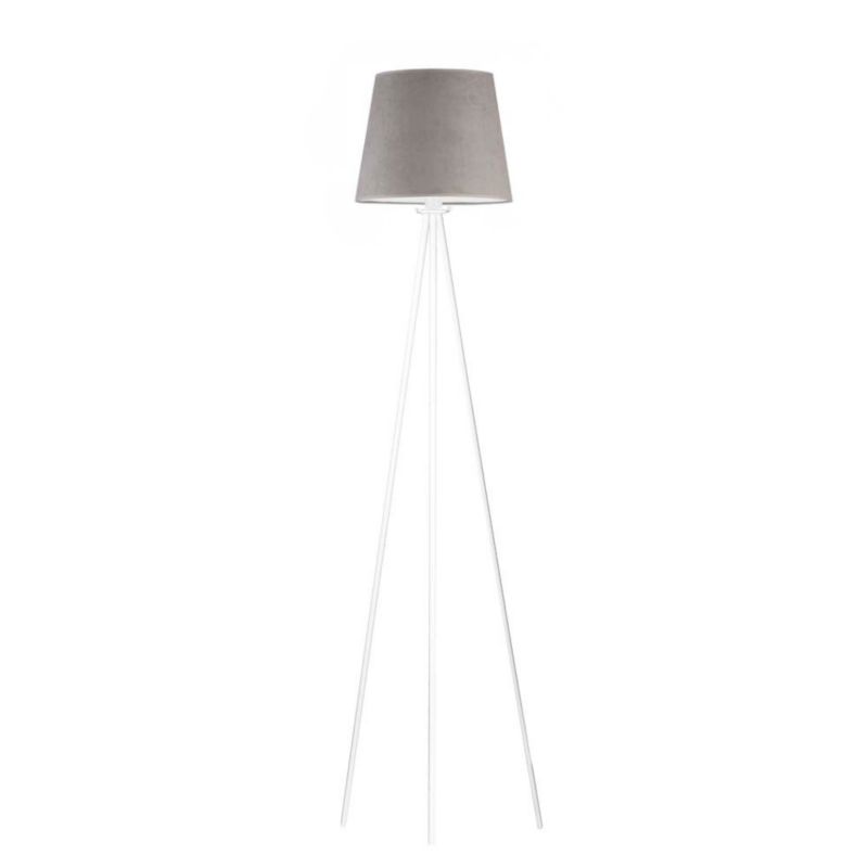 Lampa stojąca Volta Light Factory podłogowa trójnóg z abażurem szary welur stożek JOLLY 1szt.