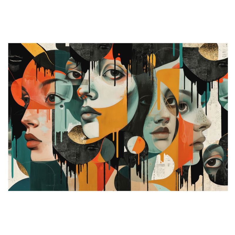 Stylowa Tapeta Ścienna Wallfluent 104x70 cm Kolorowe twarze Dla Miłośników Natury I Wiosennych Scenerii 1 szt.