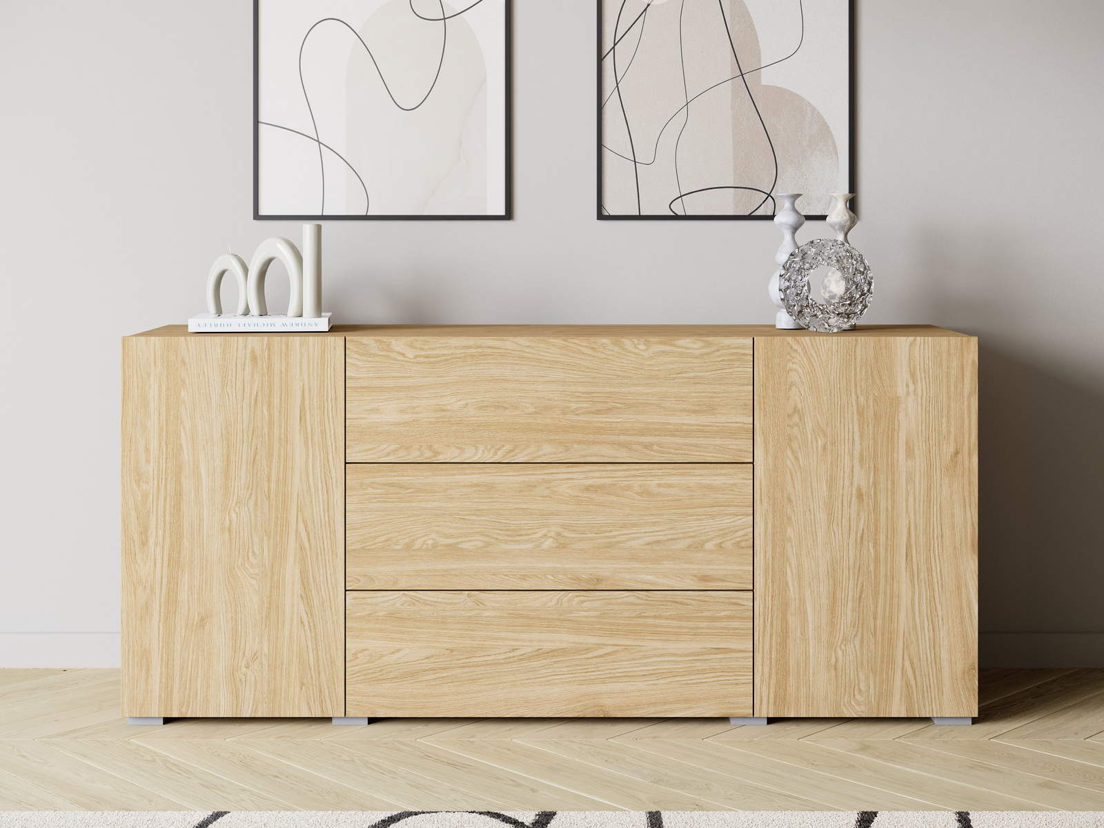 Komoda 150 cm do salonu z szufladami BRAVIN dąb wotan
