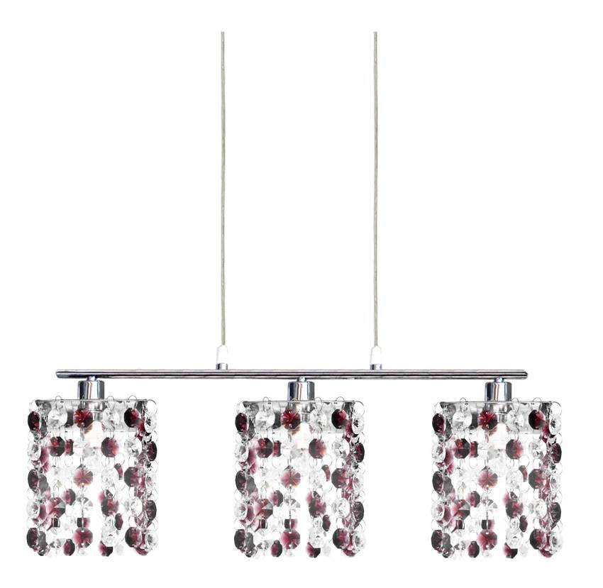 Chromowo-burgundowa lampa wisząca z kryształkami regulowana CLASSIC