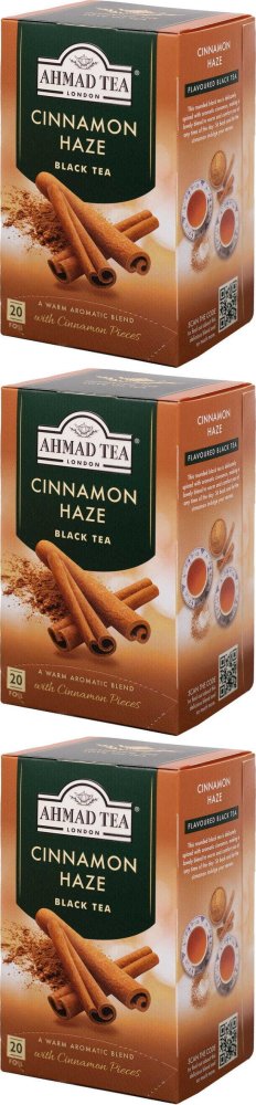 3x Herbata czarna aromatyzowana w kopertach Ahmad Tea London Cinnamon Haze, 20 sztuk x 2g