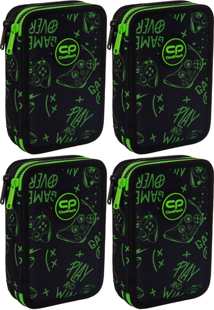 4x Piórnik szkolny CoolPack Jumper 2 Game Night, 2-komorowy, z wyposażeniem