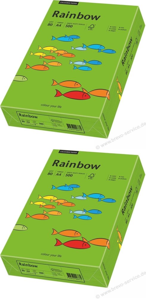 2x Papier kolorowy Rainbow Papyrus, A3, 80g/m2, 500 arkuszy, zielony (R78)