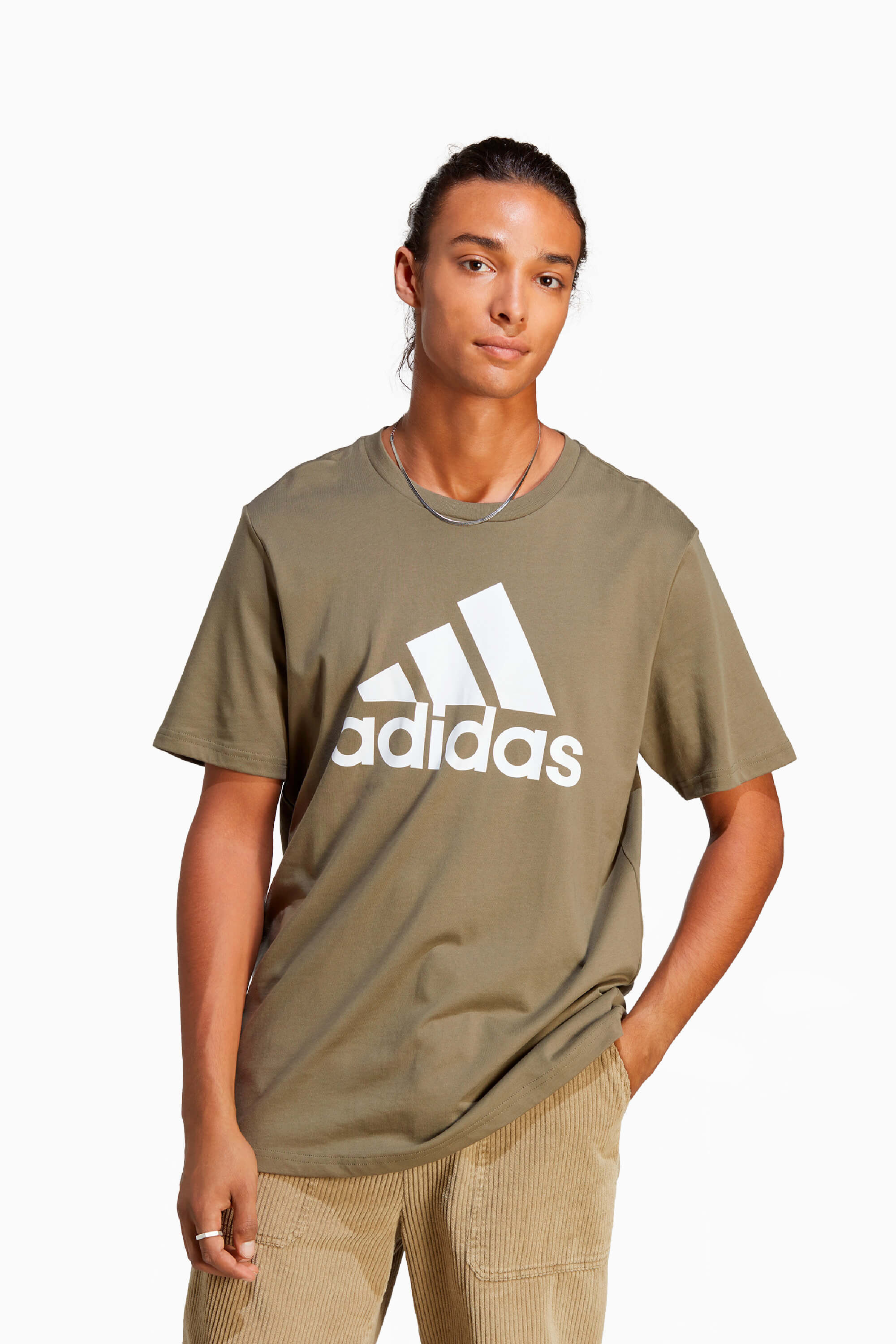 Koszulka adidas Essentials Single Big Logo - Brązowy