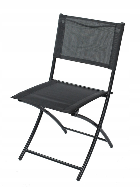 Krzesło ogrodowe składane czarne siatka 94x48x15cm 1szt