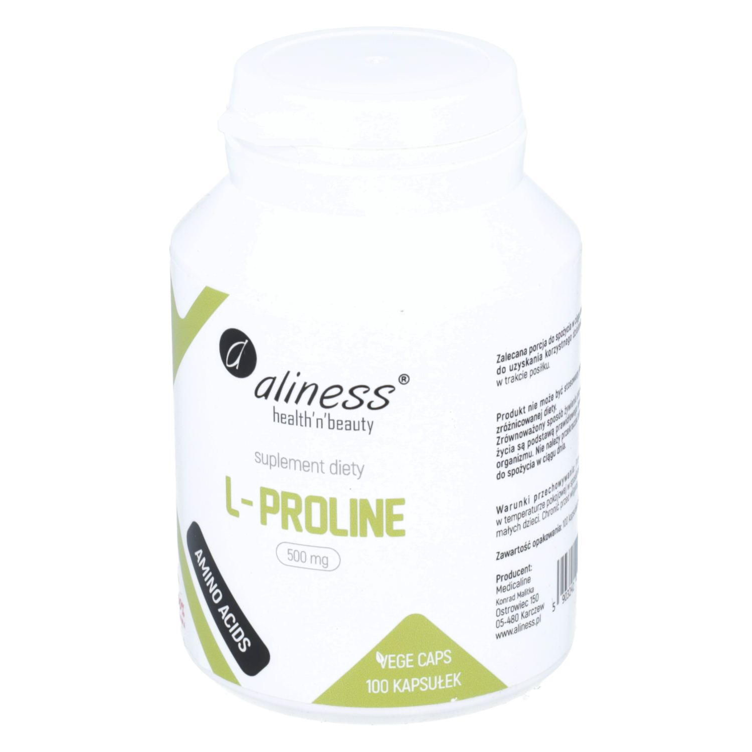 Aliness l-proline 500 mg, 100 kapsułek