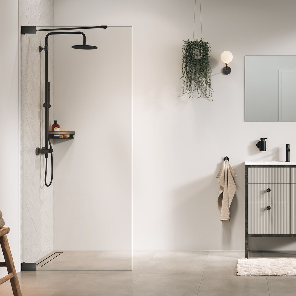Sealskin Pure ścianka prysznicowa walk-in 100 cm grafitowy szczotkowany/szkło przezroczyste PU011006145100