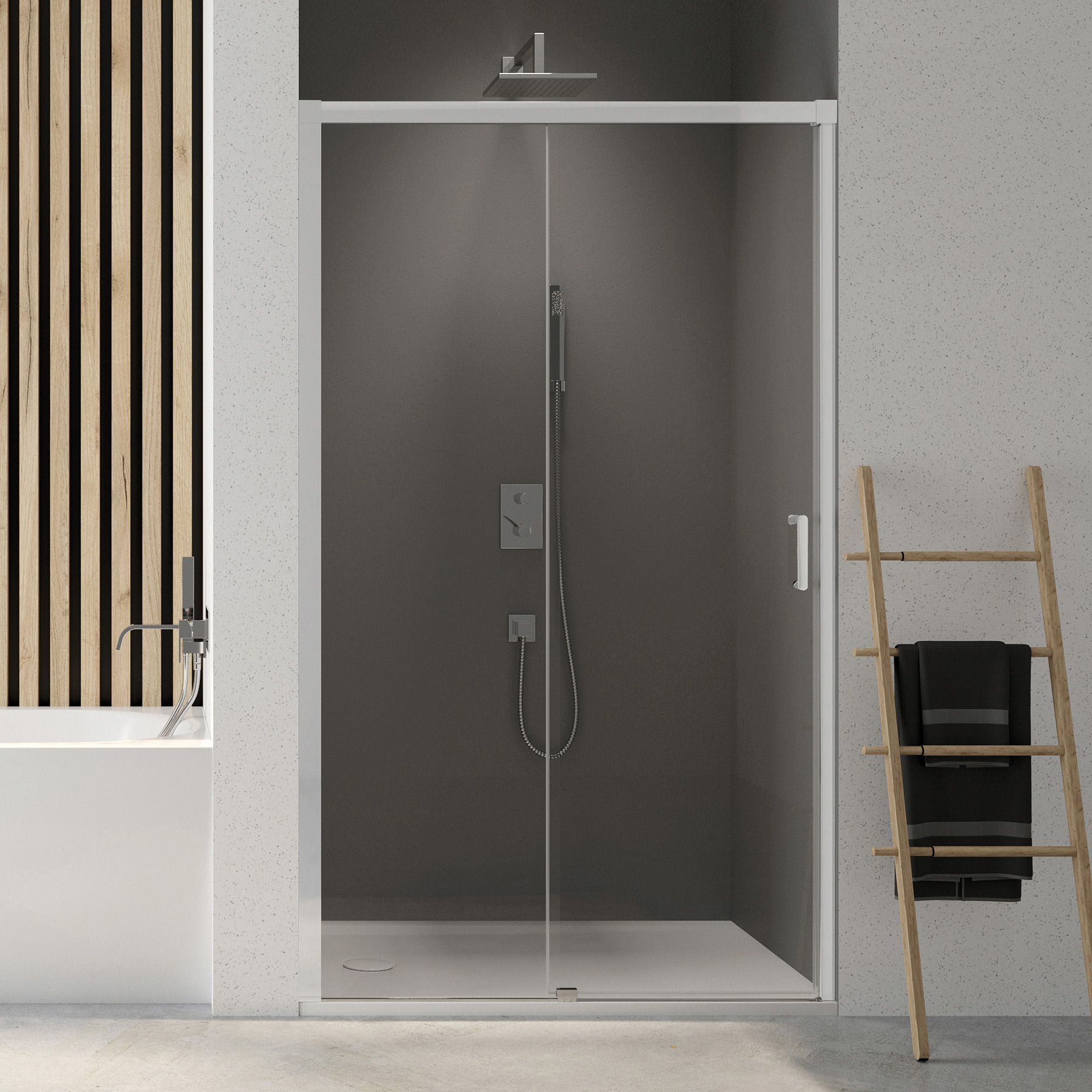 Sanplast Exa Line drzwi prysznicowe przesuwne D2/Exa Line-130-140 cm biały mat/szkło przezroczyste 600-540-2540-24-401