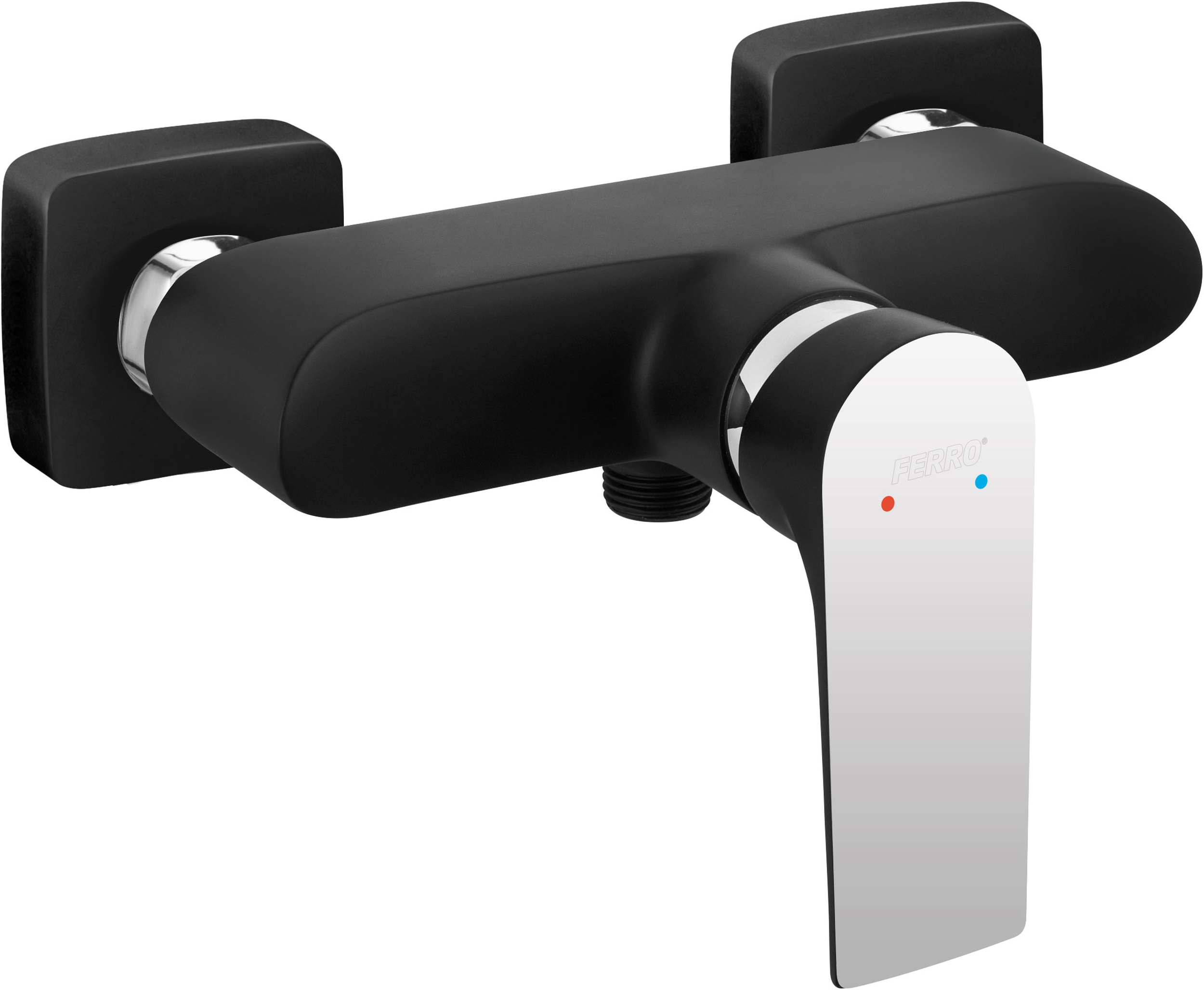 Ferro Algeo Square Black bateria prysznicowa ścienna czarny mat/chrom BAQ7BLC