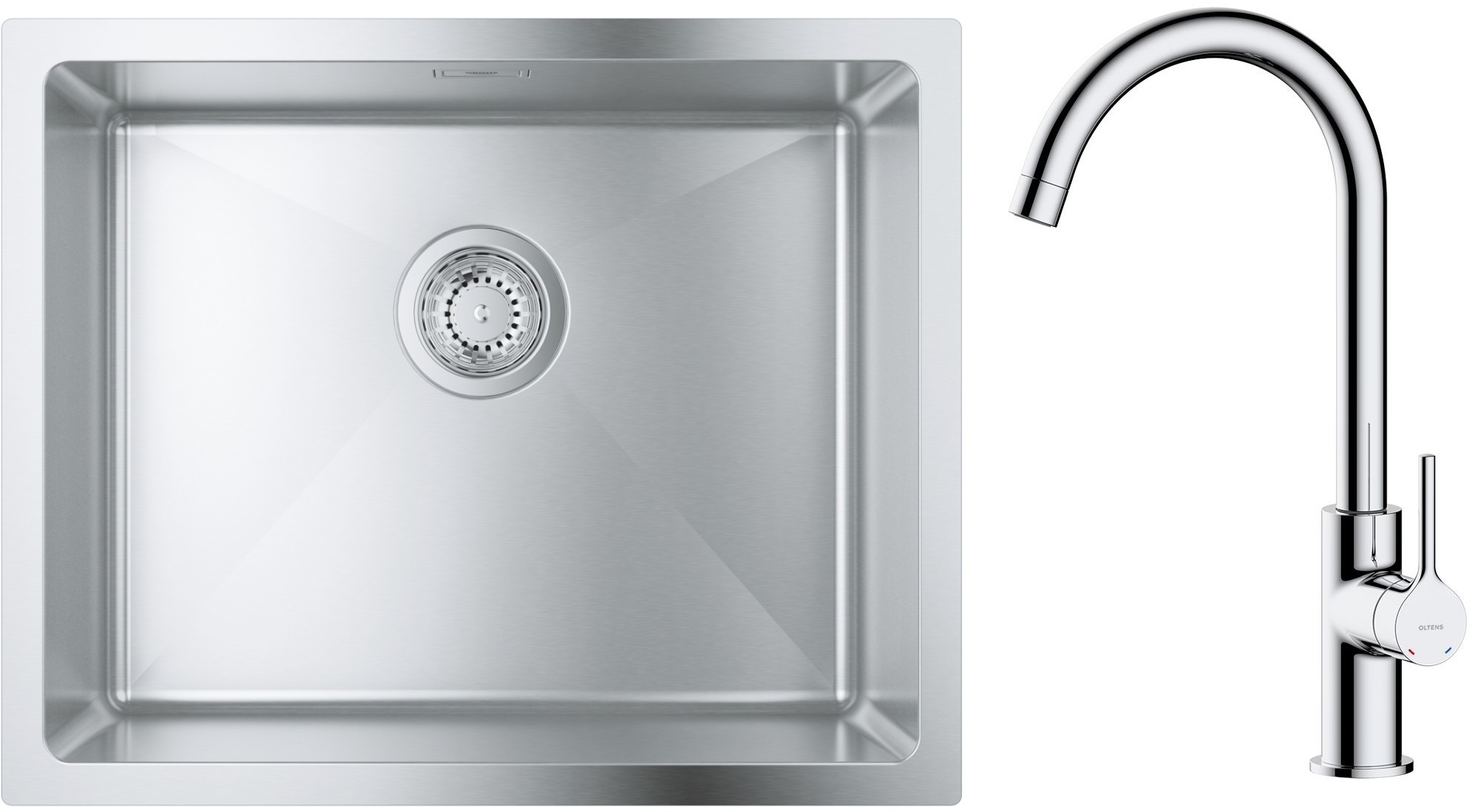 Zestaw Grohe K700 zlewozmywak 50x40 cm z baterią kuchenną Oltens Skafta stal szlachetna/chrom (35206100, 31574SD1) - Wysyłka w 24h