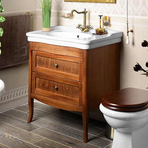 Sapho Retro szafka 73 cm podumywalkowa stojąca drewno bukowe brąz 1654 - Wysyłka w 24h