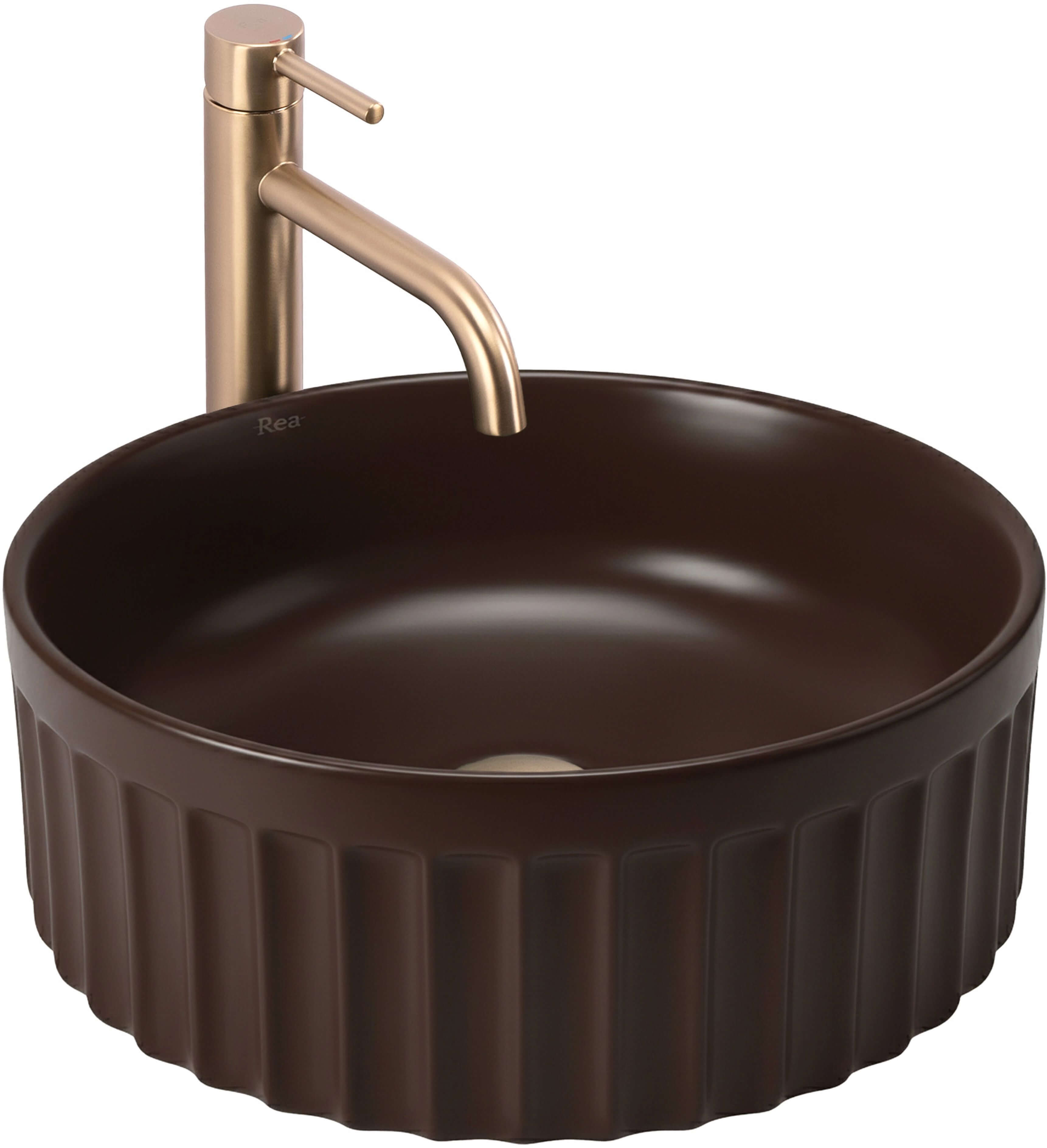 Rea Duo umywalka 38 cm okrągła nablatowa Espresso Matt REA-U3604