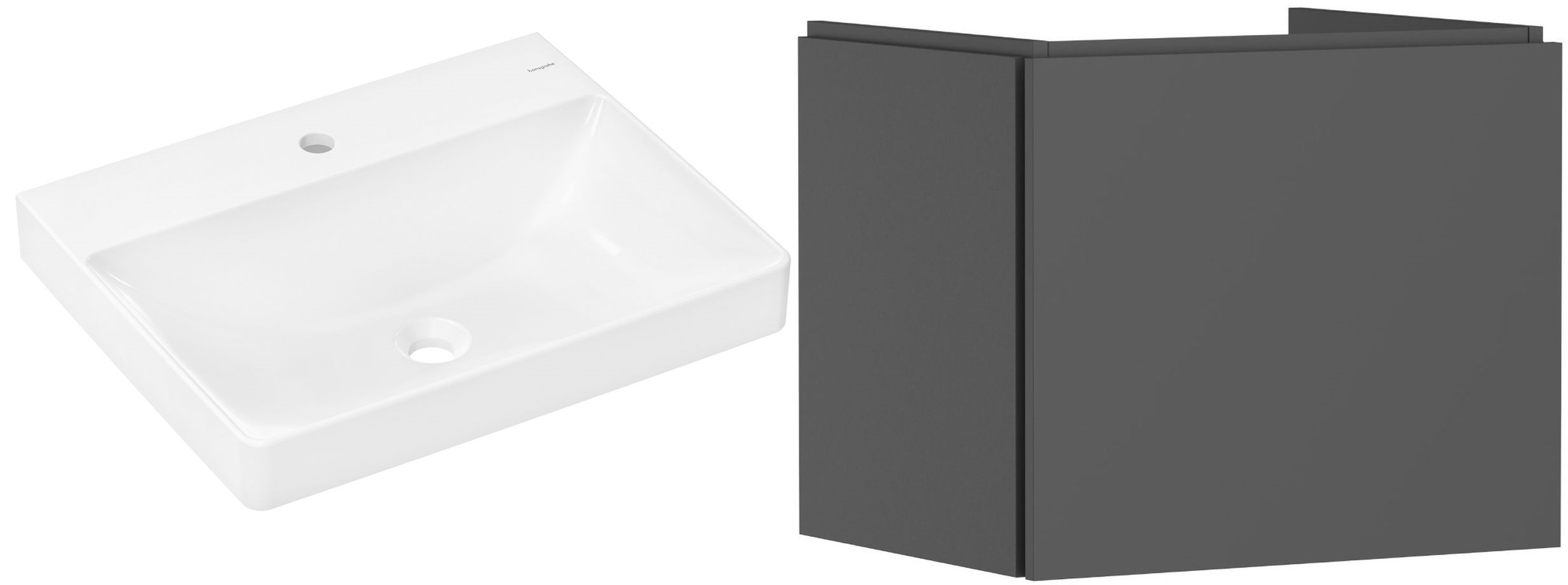 Zestaw Hansgrohe Xelu Q umywalka z szafką Xilesa E 60 cm szary (54253760, 60317450)