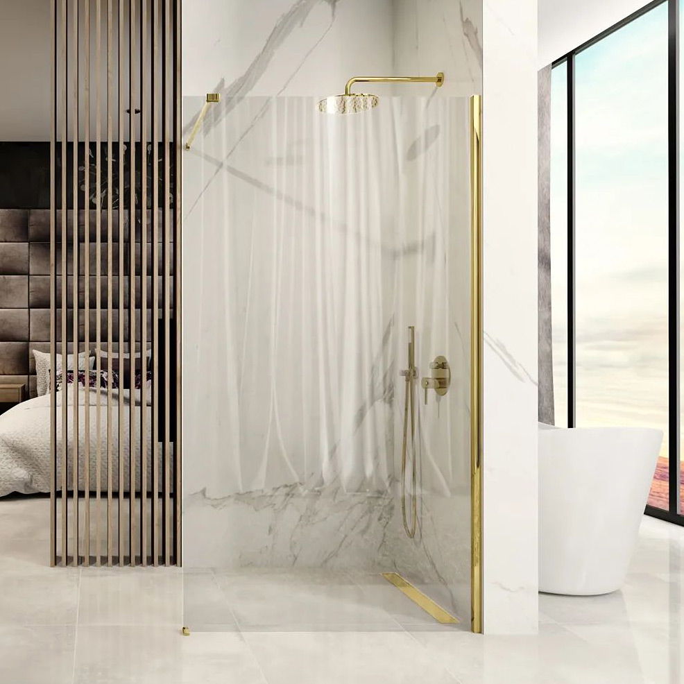 Rea Aero Gold Walk-In ścianka prysznicowa 80 cm złoty połysk/szkło przezroczyste REA-K8439
