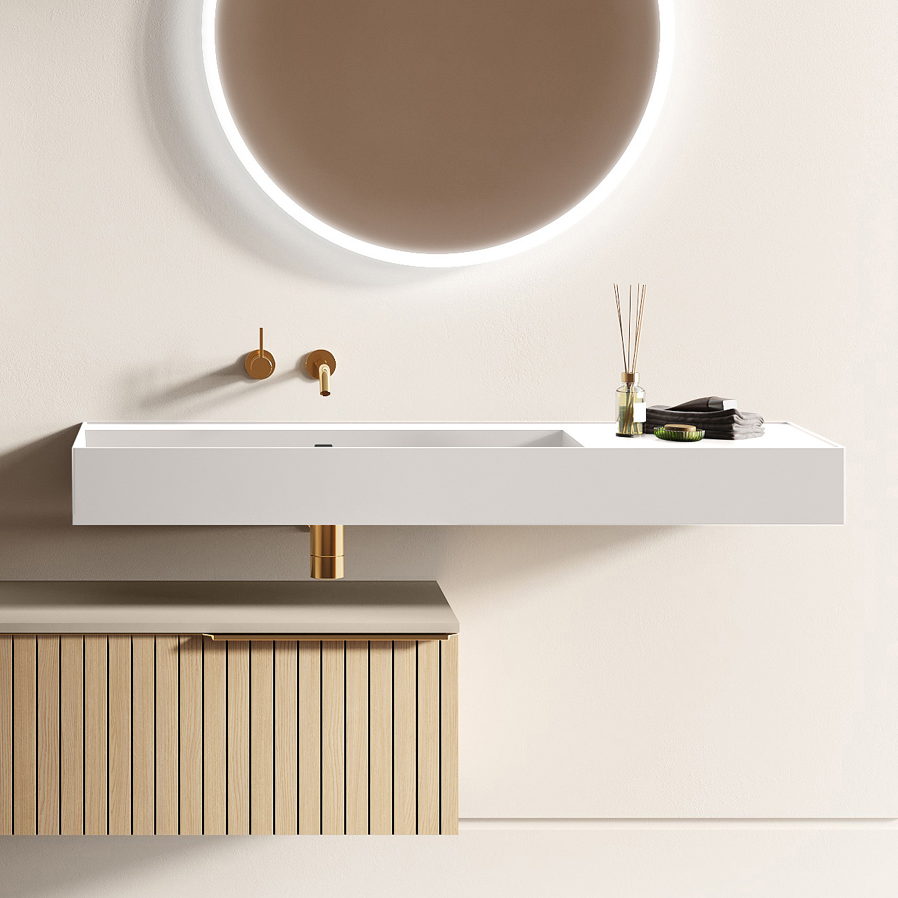 Elita Level umywalka 100,5x45,5 cm prostokątna ścienna lewa white matt RE041461185290