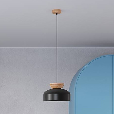 Sollux Lighting Marion lampa wisząca 1x15 W czarna-drewno SL.1351