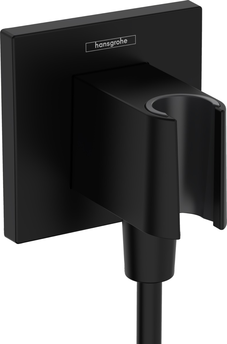 Hansgrohe FixFit E przyłącze kątowe z uchwytem prysznicowym czarny mat 26889670