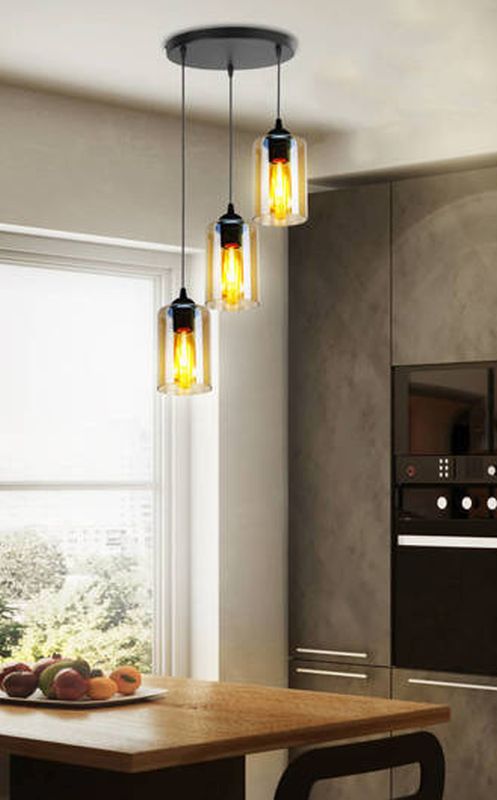 Candellux Bistro lampa wisząca 3x40W czarna/bursztynowa 33-00576