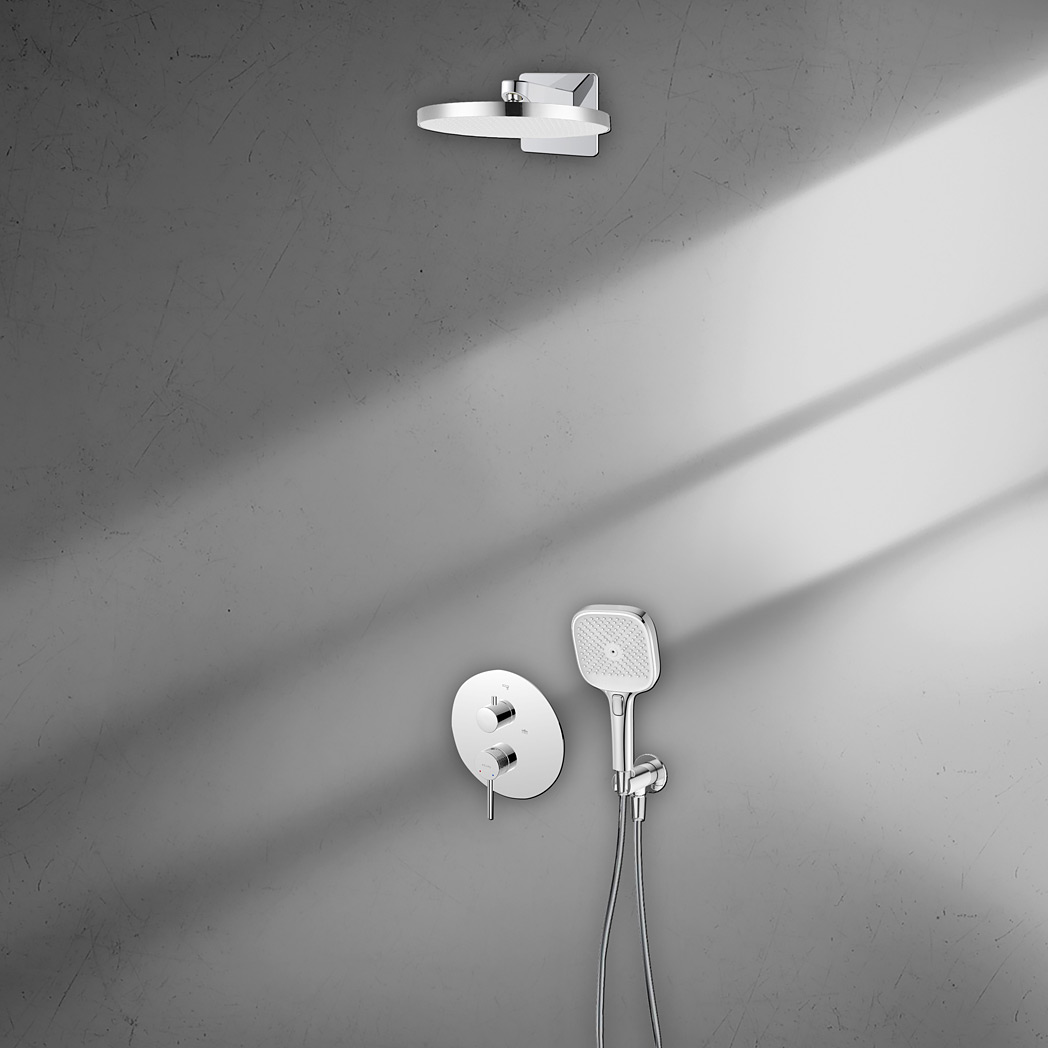 Ksuro 01 zestaw bateria wannowo-prysznicowa podtynkowa z deszczownicą i słuchawką 3-funkcyjną chrom 17003010 - Wysyłka w 24h