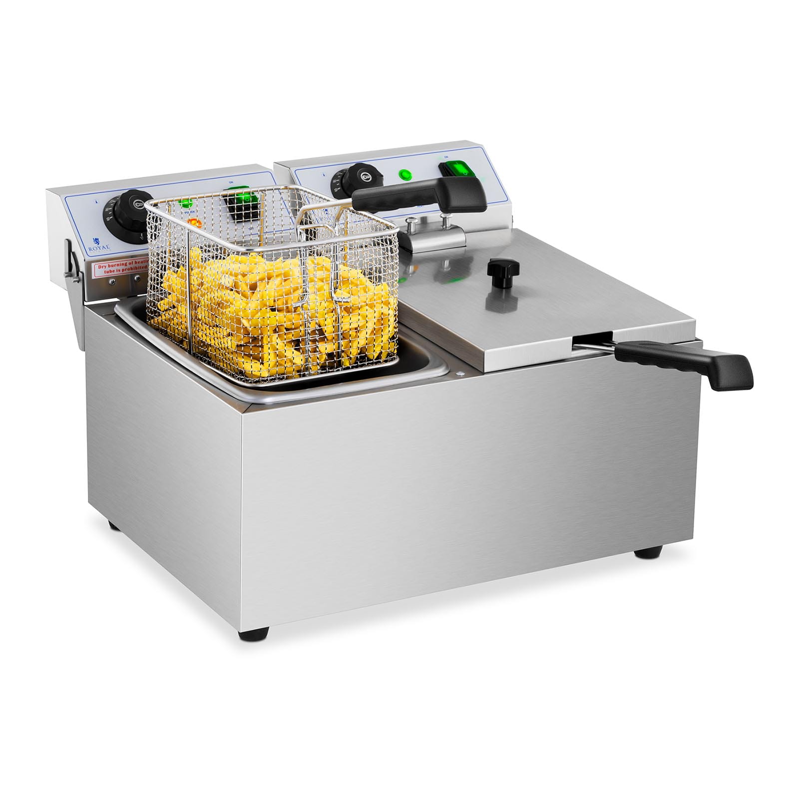 Podwójna frytownica gastronomiczna 2x8L 2x3,2kW Inox