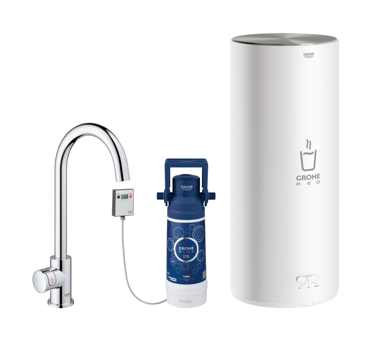 Darmowa Dostawa - Zawór kuchenny z bojlerem stojąca starlight chrome Grohe Red 30080001