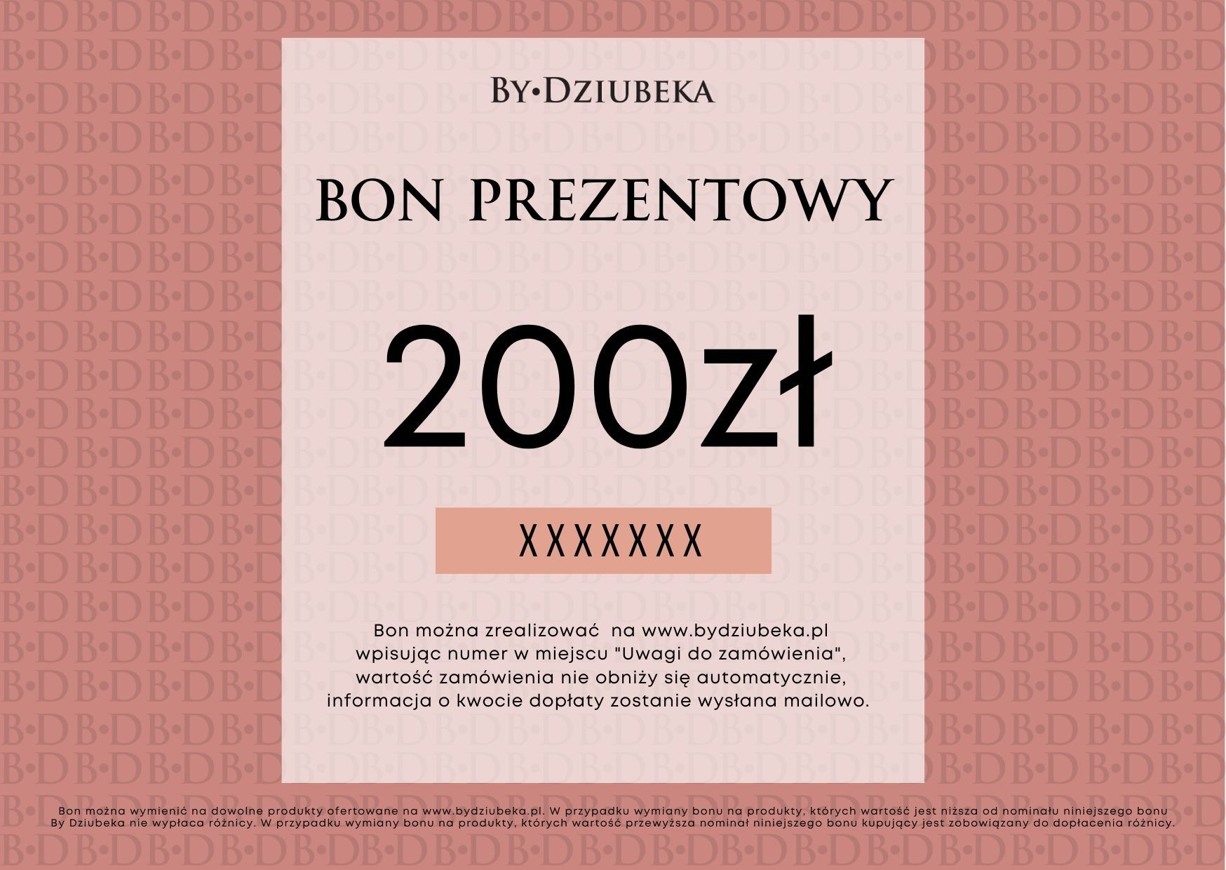 Bon Prezentowy 200 zł online do wydruku BON200 - By Dziubeka