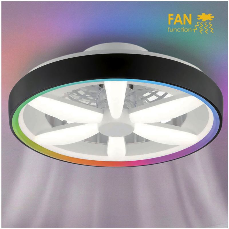 Plafon LED z wentylatorem i pilotem LL TELIN B CCT+RGB lampa sufitowa 48W (66936) 1 szt.