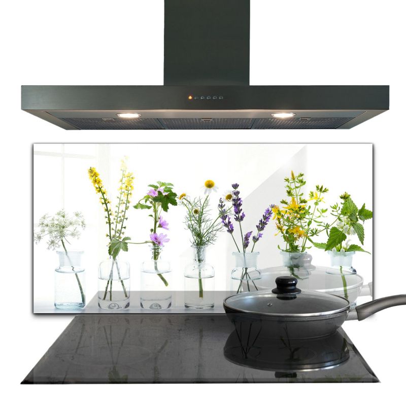 Osłona kuchenna Wallfluent 100x50 cm Naturalne Zioła Szklany 1 szt.