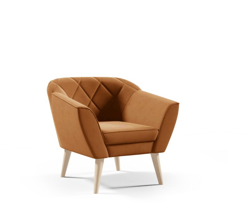 Fotel Gloria Sofello Skandynawski welur musztarda 90x75x80 cm 1 szt