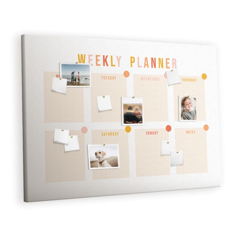 Organizer Ścienny Tablica Korkowa Na Płótnie Tulup 140x100 cm Harmonogram siedmiodniowy Pinezki drewniane 1 kpl