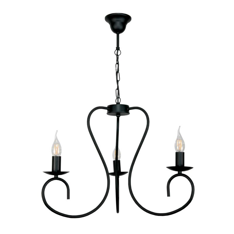 Lampa wisząca EDYLIT czarna świecznikowa klasyczna vintage do salonu 3xE14 PŁOMYK 15-522 1 szt.