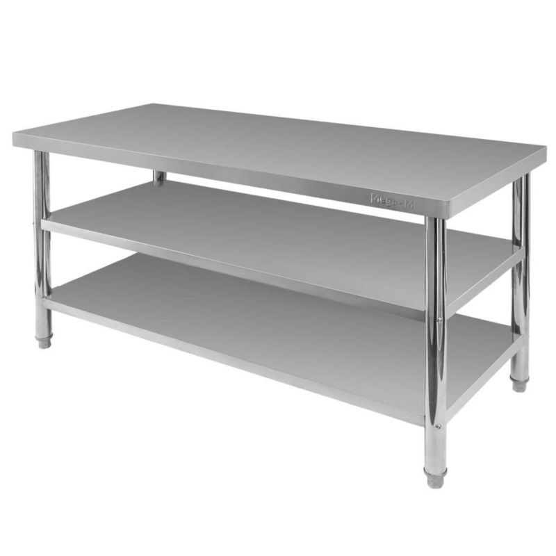 Stół gastronomiczny ze stali nierdzewnej Mega-M X Standard centralny z dwiema półkami 160x60x85 cm 1szt.
