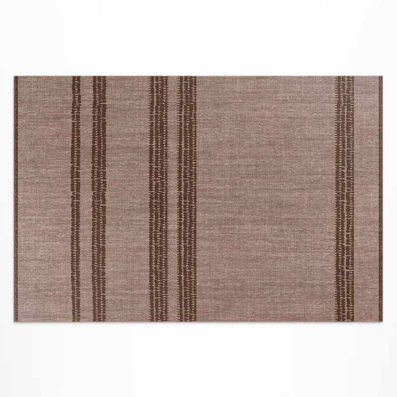 Winylowy Chodnik Zewnętrzny Wallfluent 100x150 cm Brązowy w linie boho imitacja tkaniny 1 szt.
