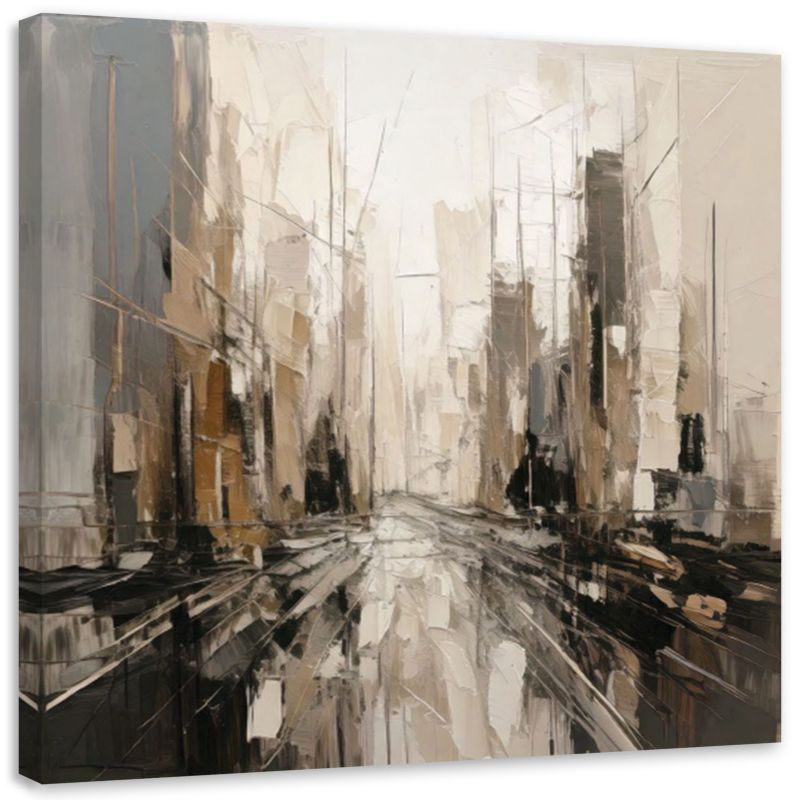 Obraz do sypialni Feeby Miasto Abstrakcja Beżowy Miejski Pejzaż 50x50cm 1szt