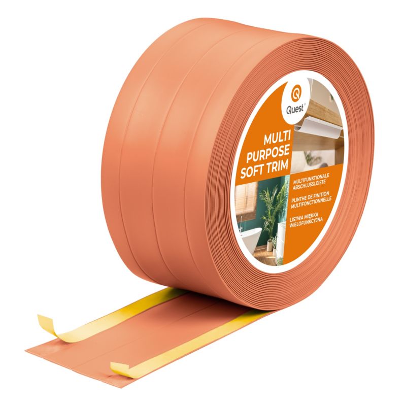 Listwa wykończeniowa samoprzylepna 4w1 PCV 120 mm QUEST, maskująca elastyczna listwa podłogowa - 5 m, ceglany, 1 szt.