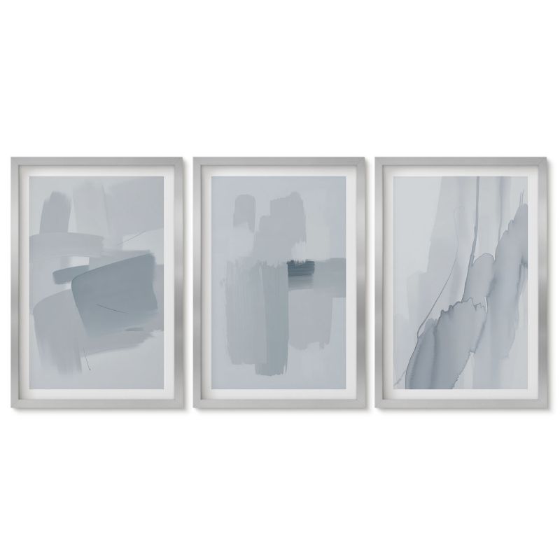 Trzy obrazy w srebrnej ramie zestaw Tulup 40x60 cm Abstrakcyjne akwarelowe sztuki Obrazy w srebrnej ramie 1 kpl