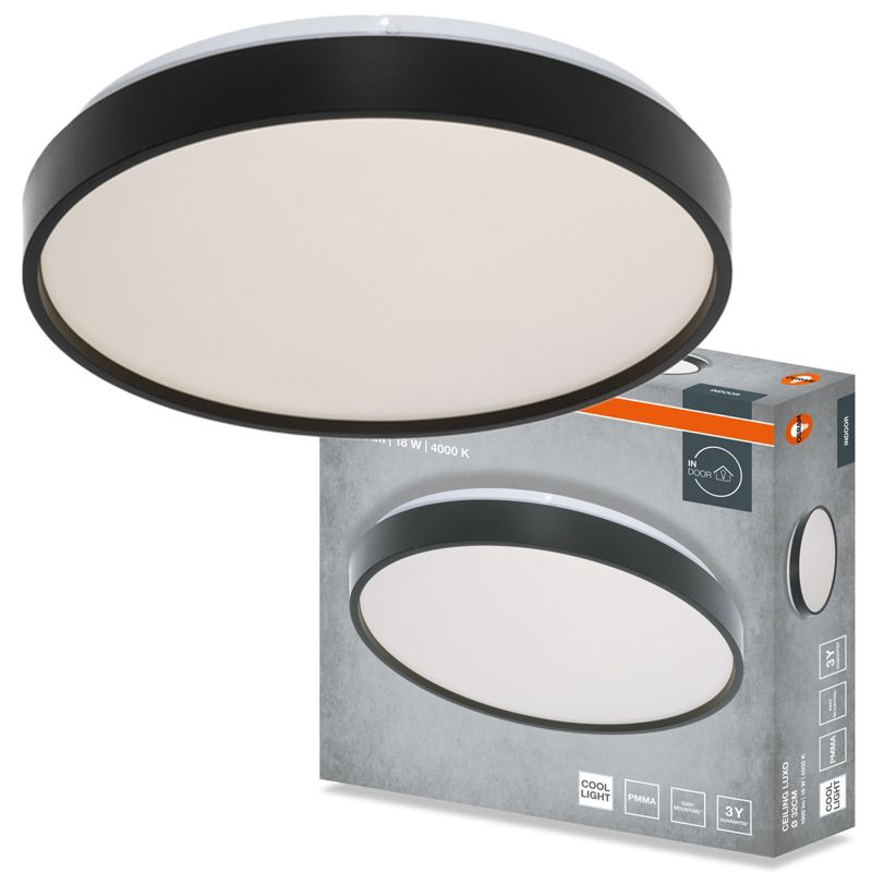Plafon Osram Luxo Lampa Sufitowa Plafon LED 18W 990lm 4000K Okrągły Czarny 1 szt.