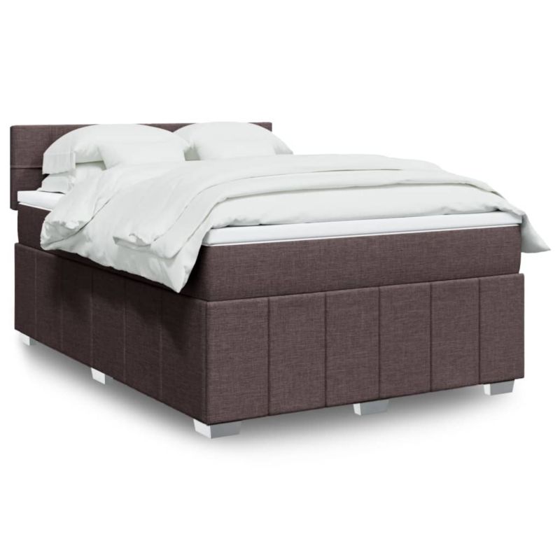 Łóżko z materacem WaszeMeble 140x200 cm Ciemny brąz tkanina z LED WM-3289394 1 szt.