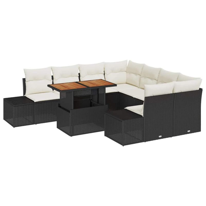 Zestaw mebli ogrodowych WaszeMeble polirattan czarny z poduszkami WM-3349942 1 kpl