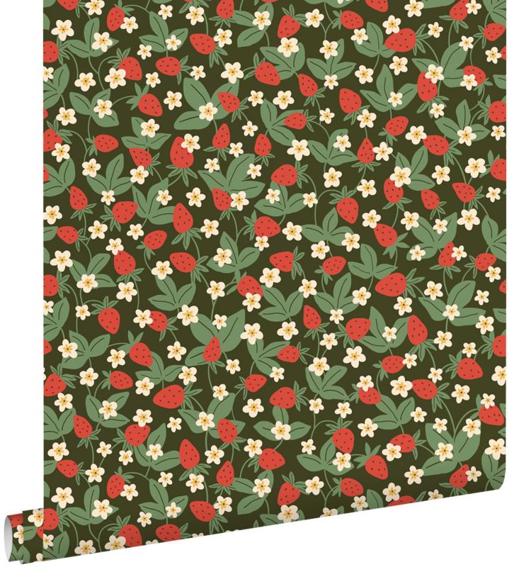 Tapeta ESTAhome z truskawkami zielonymIczerwonym 50 x 900 cm - 1 rol.